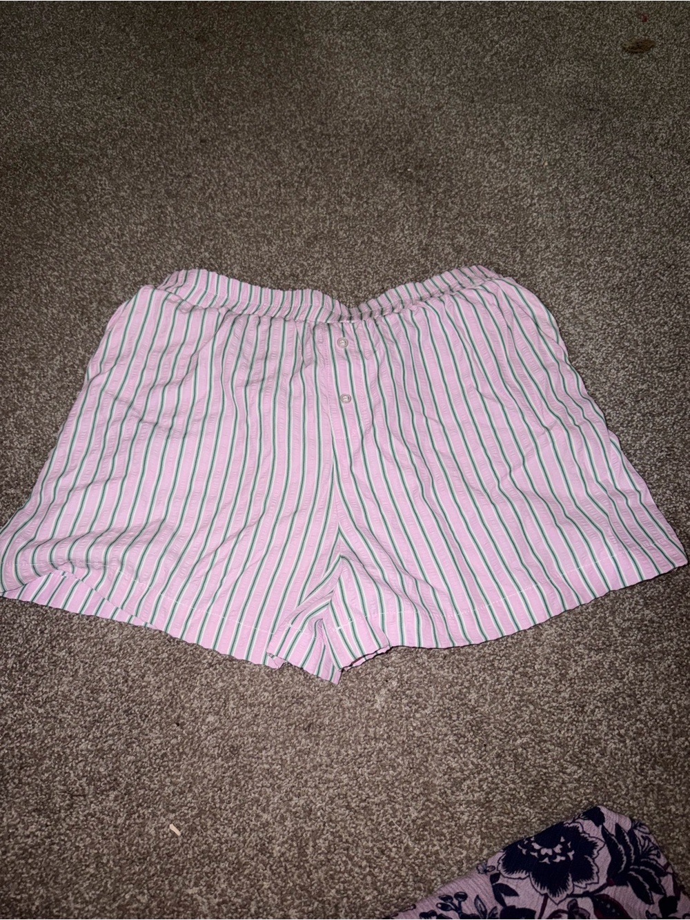 Pink and Green Striped Cotton Boxer Shorts